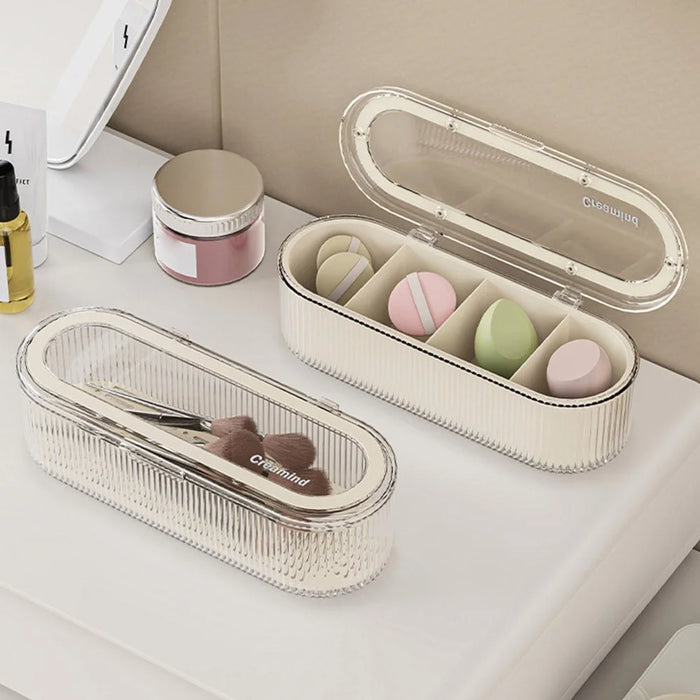 Cosmetic Sponge Holder 4 Compartments Makeup Puff Drying Rack  /  Storage Box  /  Draining Organizer for Beauty - 4