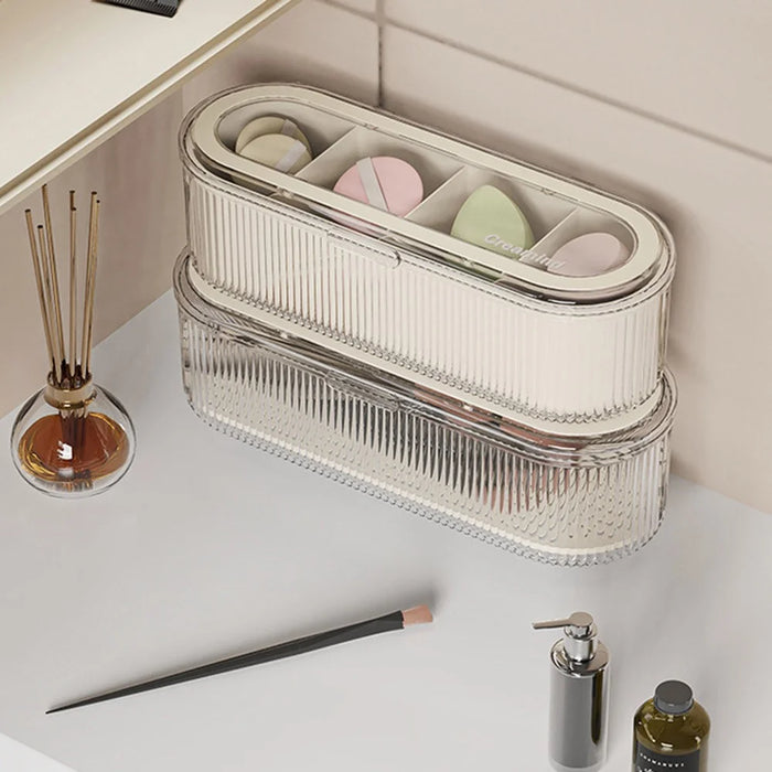 Cosmetic Sponge Holder 4 Compartments Makeup Puff Drying Rack  /  Storage Box  /  Draining Organizer for Beauty - 6