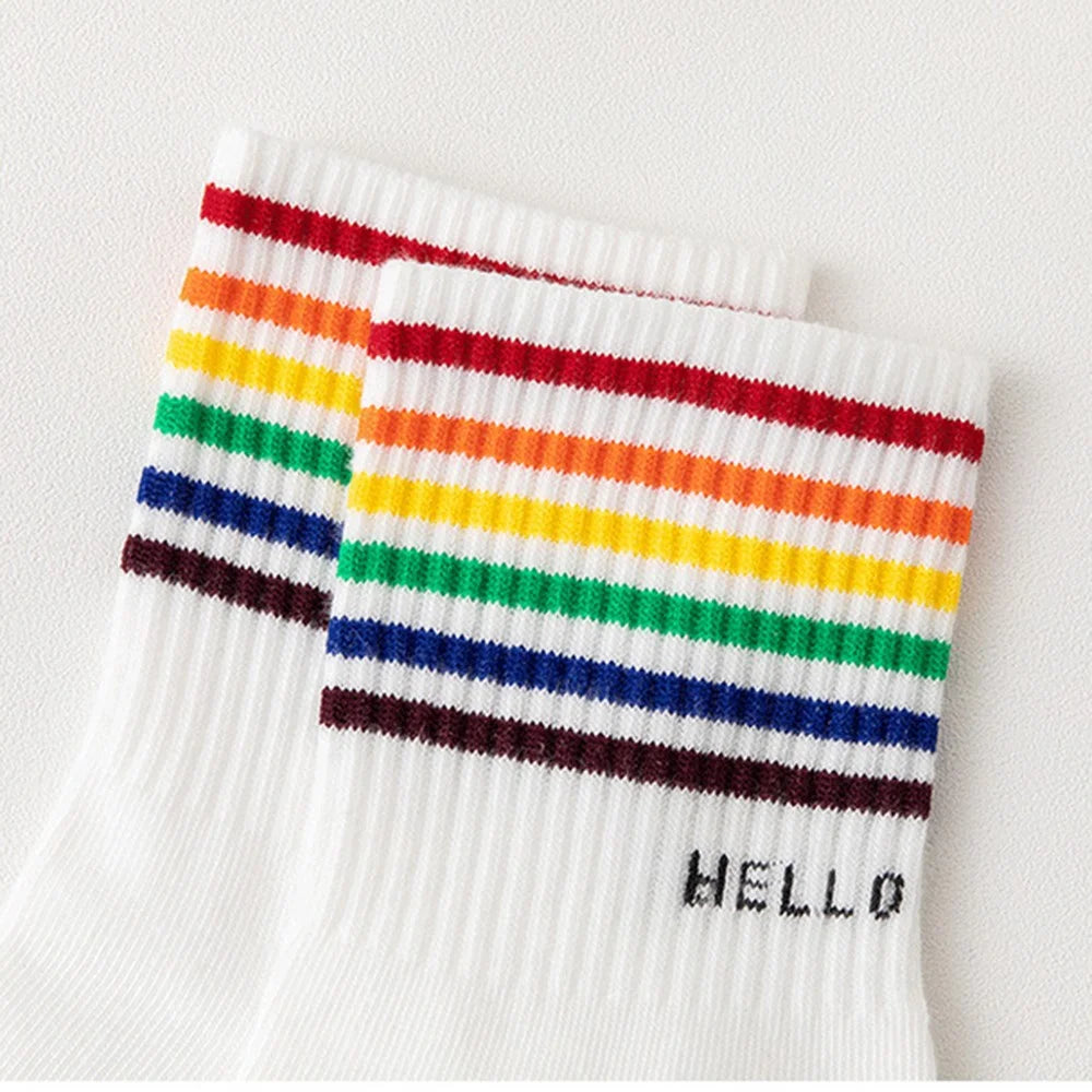 Women Mid-Calf Socks Cotton Blend Breathable Comfortable Elastic Socks for Autumn / Winter - Yellow Heart - 5