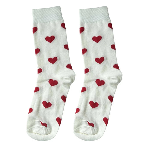 Unisex Mid-Calf Socks Heart Pattern Cotton Blend Socks Sports School Style for Spring / Autumn - 1