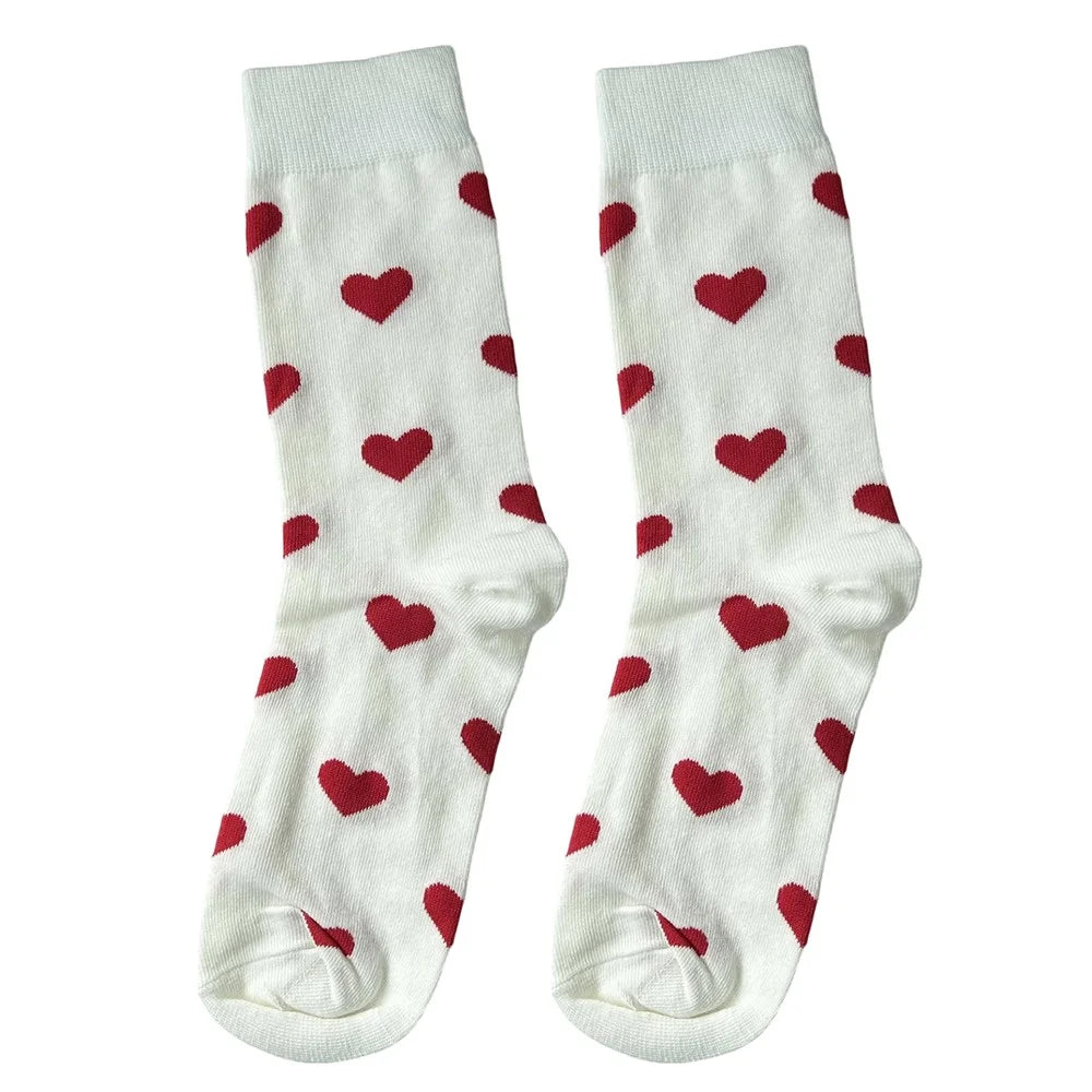 Unisex Mid-Calf Socks Heart Pattern Cotton Blend Socks Sports School Style for Spring / Autumn - 1