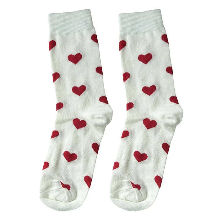 Unisex Mid-Calf Socks Heart Pattern Cotton Blend Socks Sports School Style for Spring / Autumn - 1
