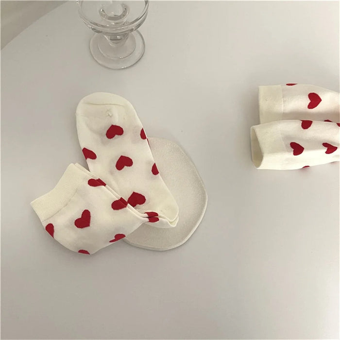Unisex Mid-Calf Socks Heart Pattern Cotton Blend Socks Sports School Style for Spring / Autumn - 4