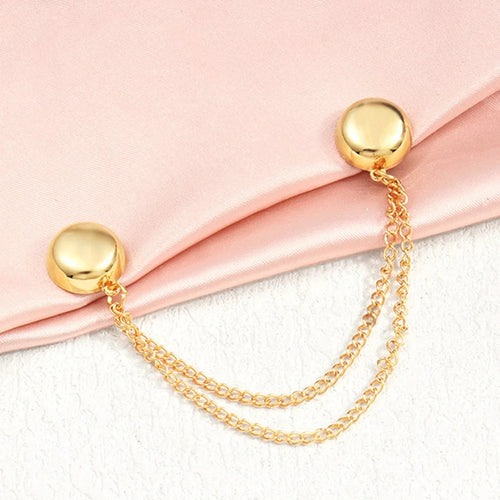 Magnet Clothing Pins Metal Magnetic Clothing Clips with Chain No-Sew Magnetic Button Clips for Fixing Hem - Gold - 1