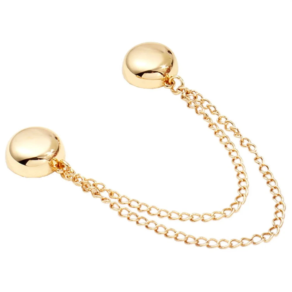 Magnet Clothing Pins Metal Magnetic Clothing Clips with Chain No-Sew Magnetic Button Clips for Fixing Hem - Gold - 2