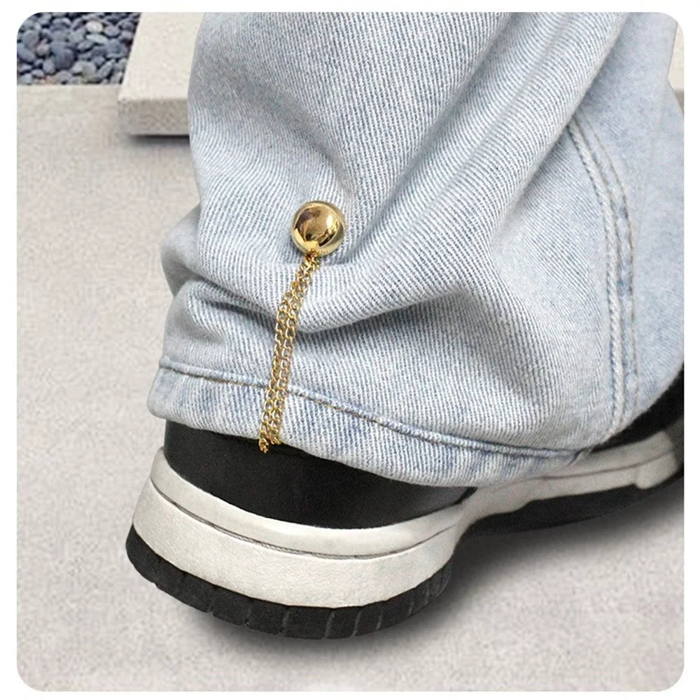 Magnet Clothing Pins Metal Magnetic Clothing Clips with Chain No-Sew Magnetic Button Clips for Fixing Hem - Gold - 5
