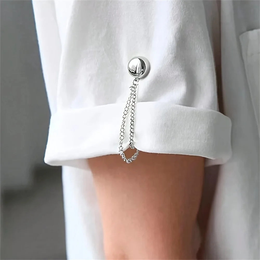 Magnet Clothing Pins Metal Magnetic Clothing Clips with Chain No-Sew Magnetic Button Clips for Fixing Hem - Gold - 7