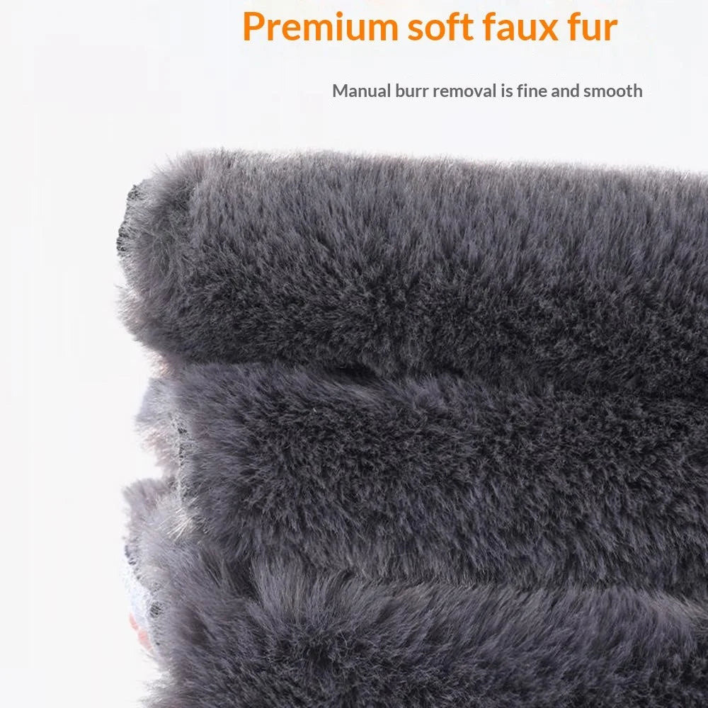 1Pair Sports Winter Knee Warmers Faux Rabbit Fur Thickened Heat Retention Leg Protectors for Outdoor Activities - Black / S - 7