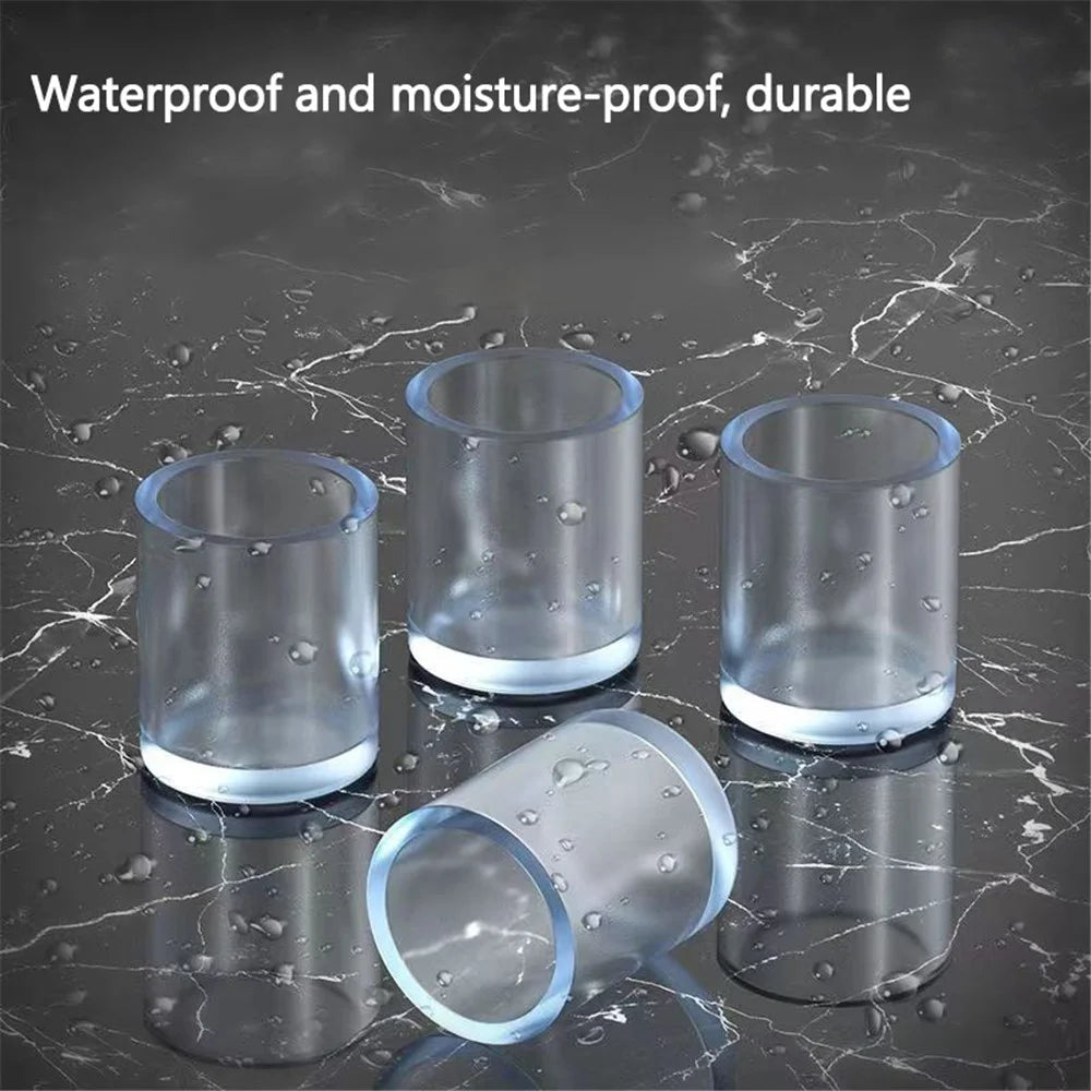 4Pcs  /  Set 19mm Round Dust-proof Transparent Rubber Furniture Foot Sock Cover Table and Chair Leg Feet Pad Caps Floor Protector Pad - 4