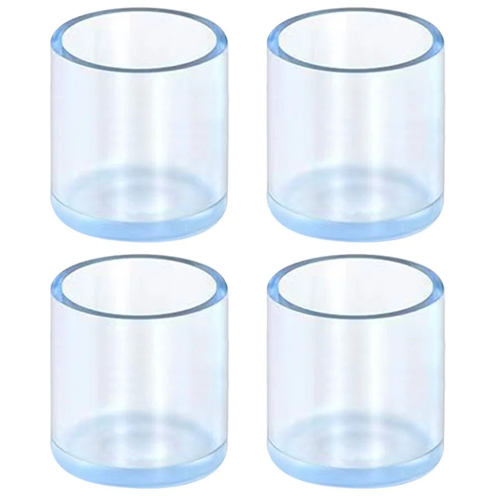 4Pcs  /  Set 22mm Round Furniture Leg Socks Table and Chair Feet Pad Caps Transparent Floor Protector Rubber Pad - 1