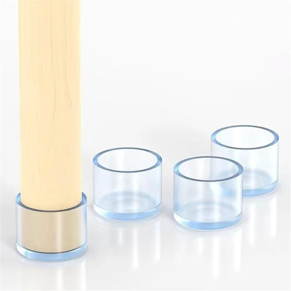 4Pcs  /  Set 22mm Round Furniture Leg Socks Table and Chair Feet Pad Caps Transparent Floor Protector Rubber Pad - 3