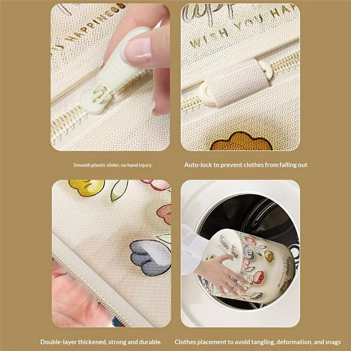 4Pcs Anti-Deformation Laundry Bags High-Density Mesh Protective Bags with Zipper for Shirt Coat Bra Pants - 6