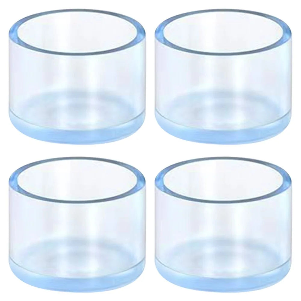 4Pcs  /  Set 38mm Round Soft Rubber Furniture Feet Bottom Socks Floor Protectors Pads Pipe Cover Transparent Chair Leg Caps - 1