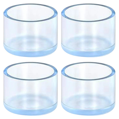 4Pcs  /  Set 38mm Round Soft Rubber Furniture Feet Bottom Socks Floor Protectors Pads Pipe Cover Transparent Chair Leg Caps - 1