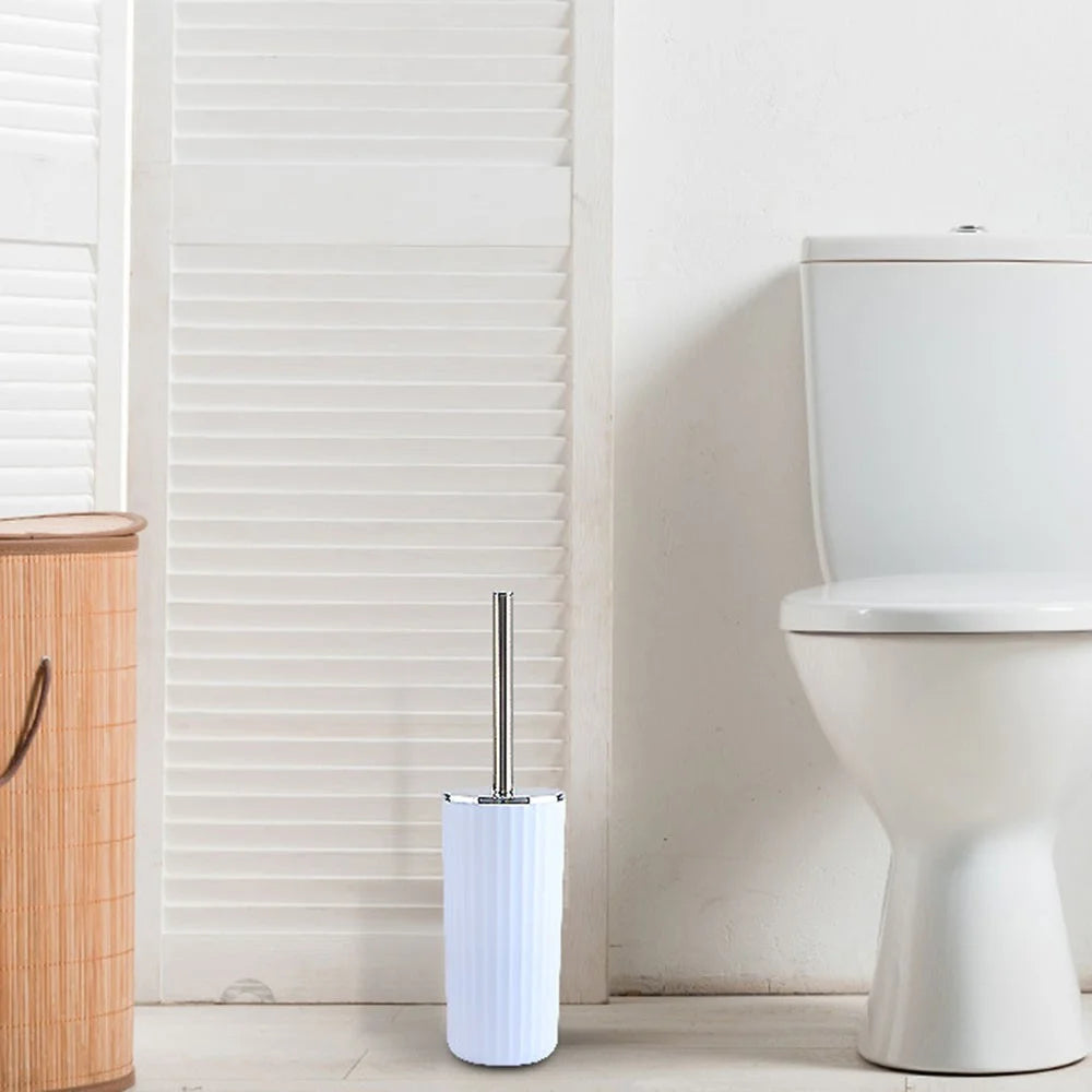 T226-8 8Pcs Electroplated Toiletry Kit with Trash Can Toilet Brush Lotion Bottle Mouthwash Cup Toothbrush Holder Soap Dish Cotton Swab Container Storage Tray - White - 4