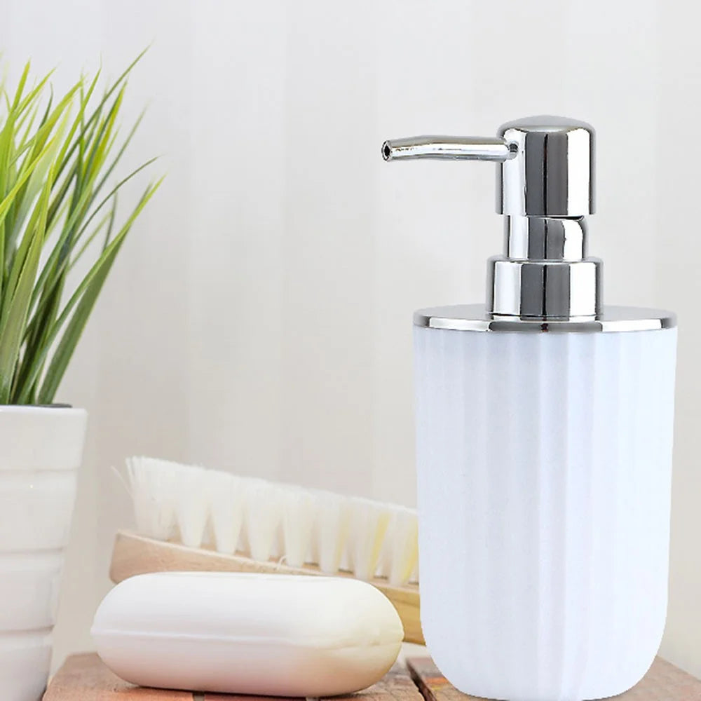 T226-8 8Pcs Electroplated Toiletry Kit with Trash Can Toilet Brush Lotion Bottle Mouthwash Cup Toothbrush Holder Soap Dish Cotton Swab Container Storage Tray - White - 6