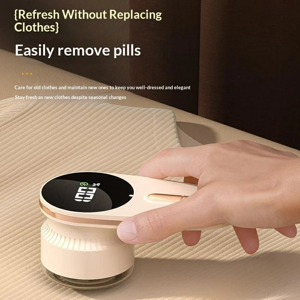 Electric Hair Ball Trimmer 6 Blades Digital Display Lint Remover Household Clothes Shaver - Khaki - 2