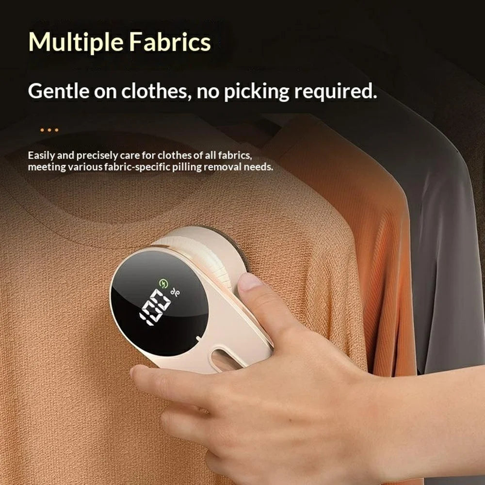 Electric Hair Ball Trimmer 6 Blades Digital Display Lint Remover Household Clothes Shaver - Khaki - 3
