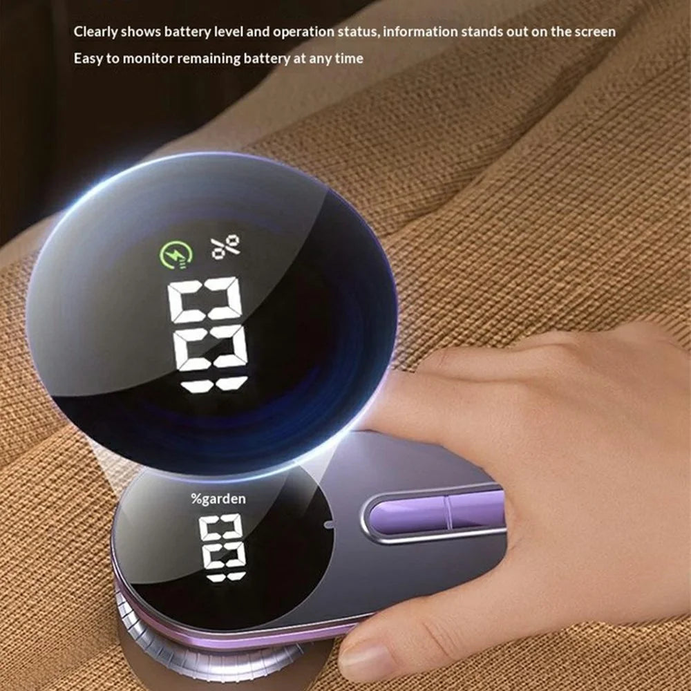 Electric Hair Ball Trimmer 6 Blades Digital Display Lint Remover Household Clothes Shaver - Khaki - 7