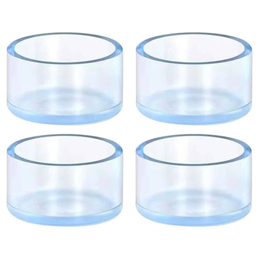 4Pcs  /  Set 60mm Round Furniture Legs Feet Pad Clear Rubber Floor Protector Chair Leg Caps Anti-slip Table Leg Socks - 1