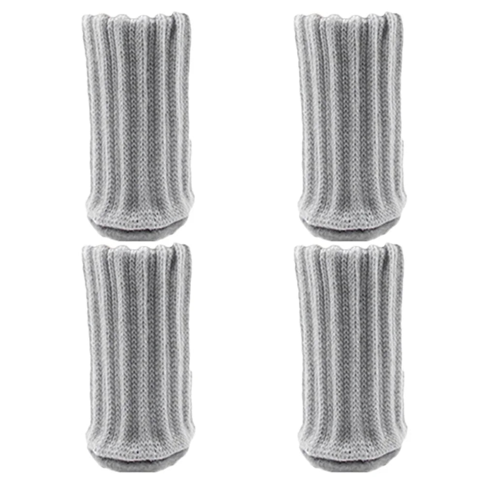 4Pcs / Set High Elastic Knitted Table Chair Feet Leg Cover Furniture Floor Protector Cover Noise Reduction Bottom Pad - Light Grey - 1