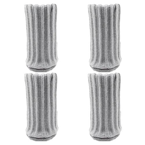 4Pcs / Set High Elastic Knitted Table Chair Feet Leg Cover Furniture Floor Protector Cover Noise Reduction Bottom Pad - Light Grey - 1