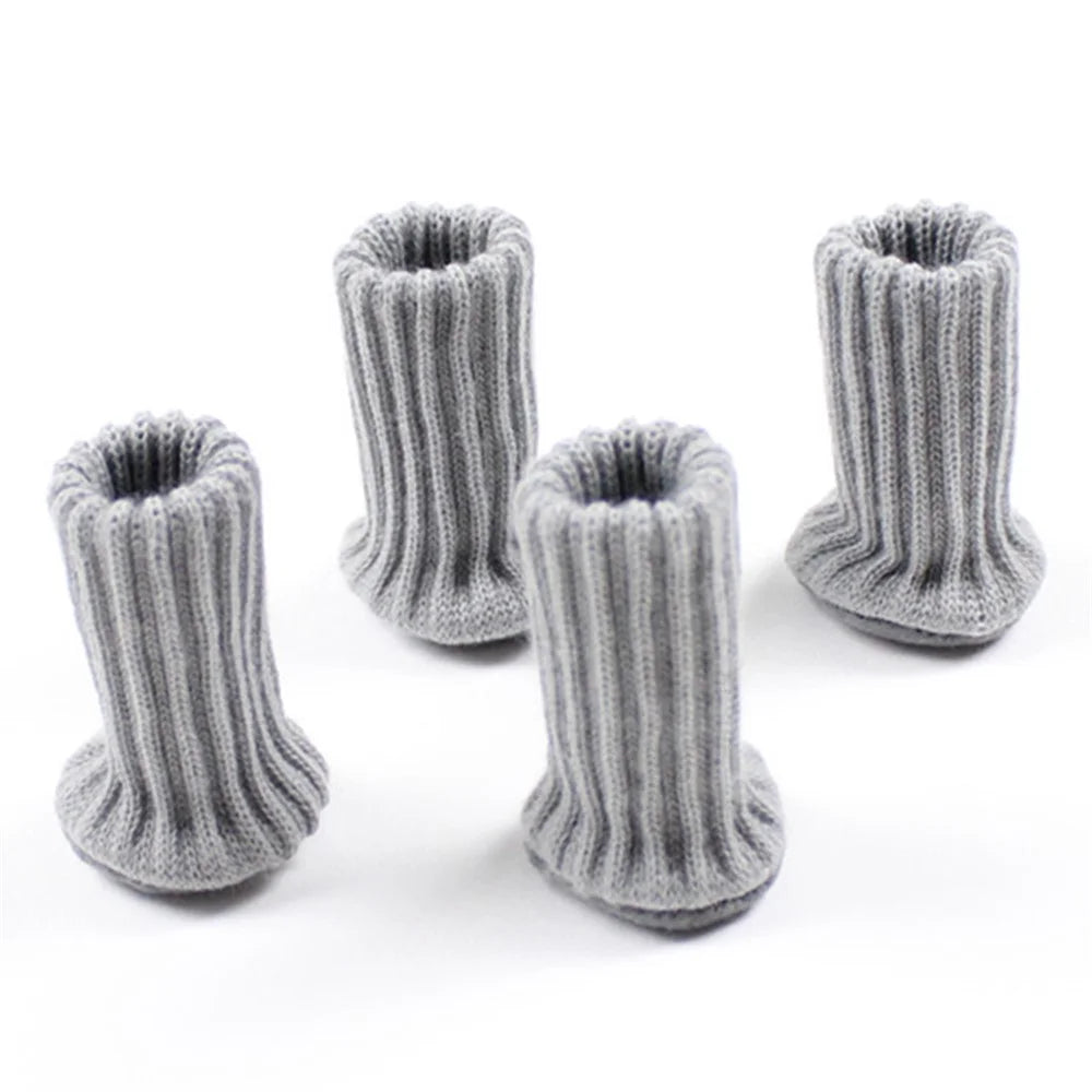 4Pcs / Set High Elastic Knitted Table Chair Feet Leg Cover Furniture Floor Protector Cover Noise Reduction Bottom Pad - Light Grey - 5