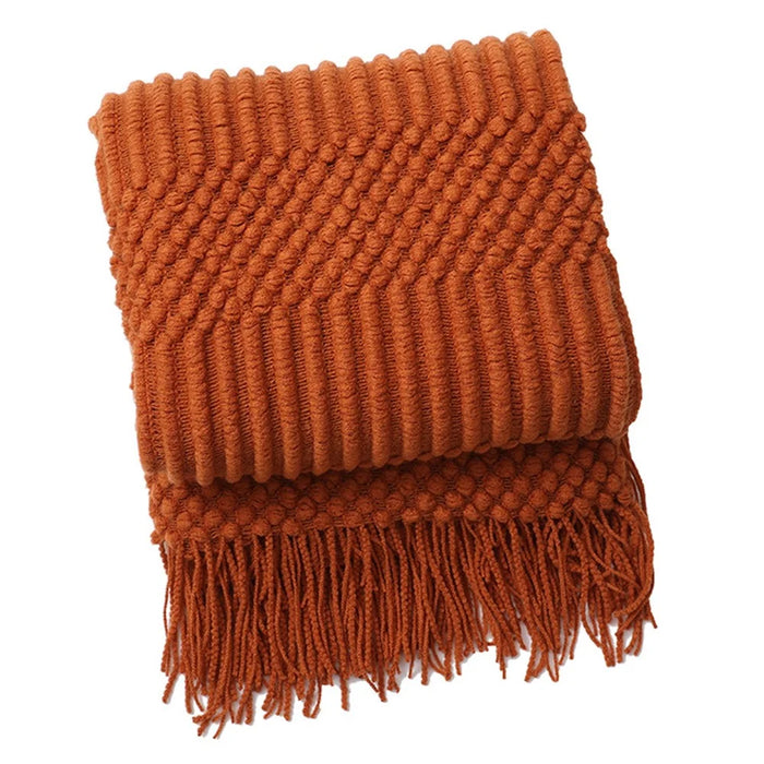 127x152+15x2cm Pineapple Pattern Throw Blanket European Style Office Nap Blanket Sofa Cover - Orange - 1
