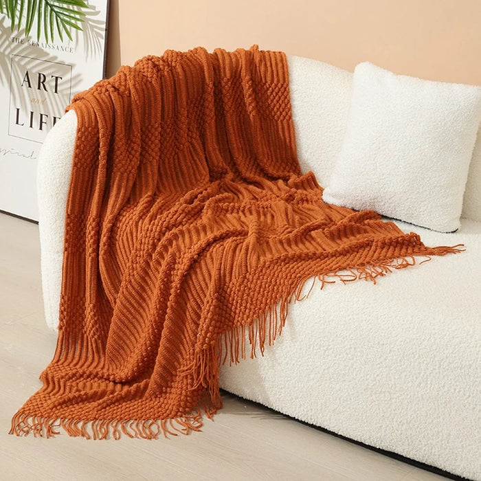 127x152+15x2cm Pineapple Pattern Throw Blanket European Style Office Nap Blanket Sofa Cover - Orange - 2