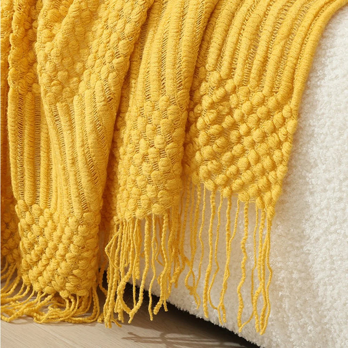 127x152+15x2cm Pineapple Pattern Throw Blanket European Style Office Nap Blanket Sofa Cover - Orange - 7