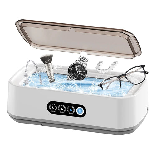 X81 Ultrasonic Cleaner Eyeglass Cleaner with 3-Speed Touch Control 650ML Large Capacity Jewelry Retainer Cleaner, EU Plug - White - 1