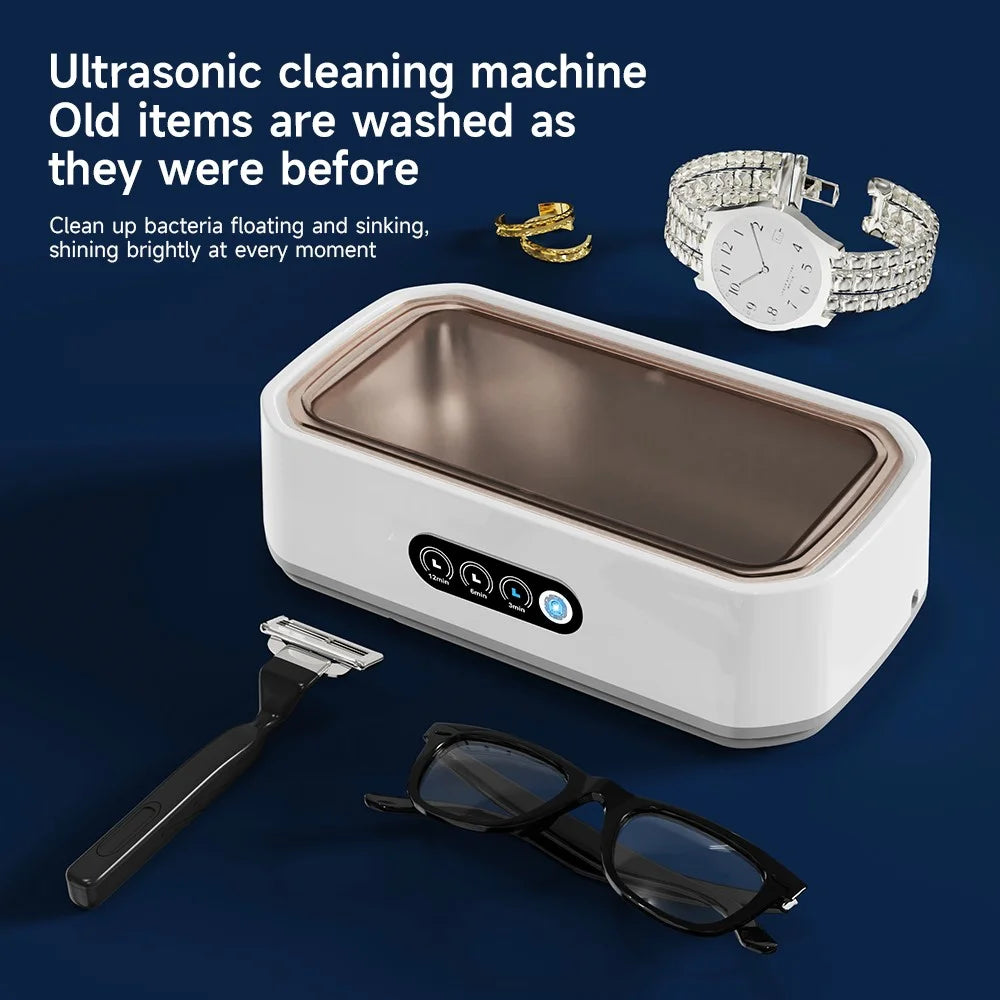 X81 Ultrasonic Cleaner Eyeglass Cleaner with 3-Speed Touch Control 650ML Large Capacity Jewelry Retainer Cleaner, EU Plug - White - 3