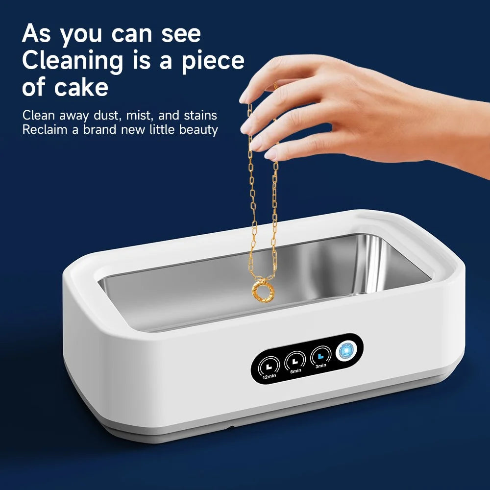 X81 Ultrasonic Cleaner Eyeglass Cleaner with 3-Speed Touch Control 650ML Large Capacity Jewelry Retainer Cleaner, EU Plug - White - 4