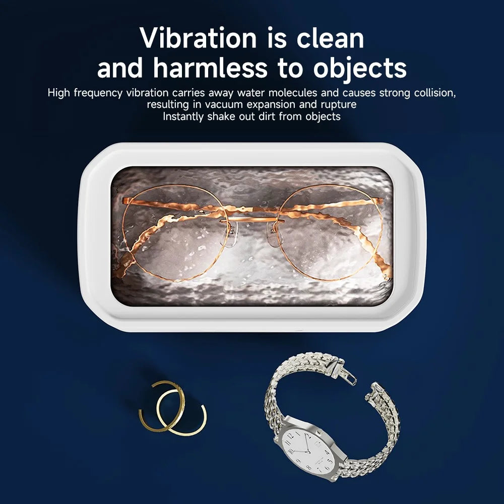 X81 Ultrasonic Cleaner Eyeglass Cleaner with 3-Speed Touch Control 650ML Large Capacity Jewelry Retainer Cleaner, EU Plug - White - 5