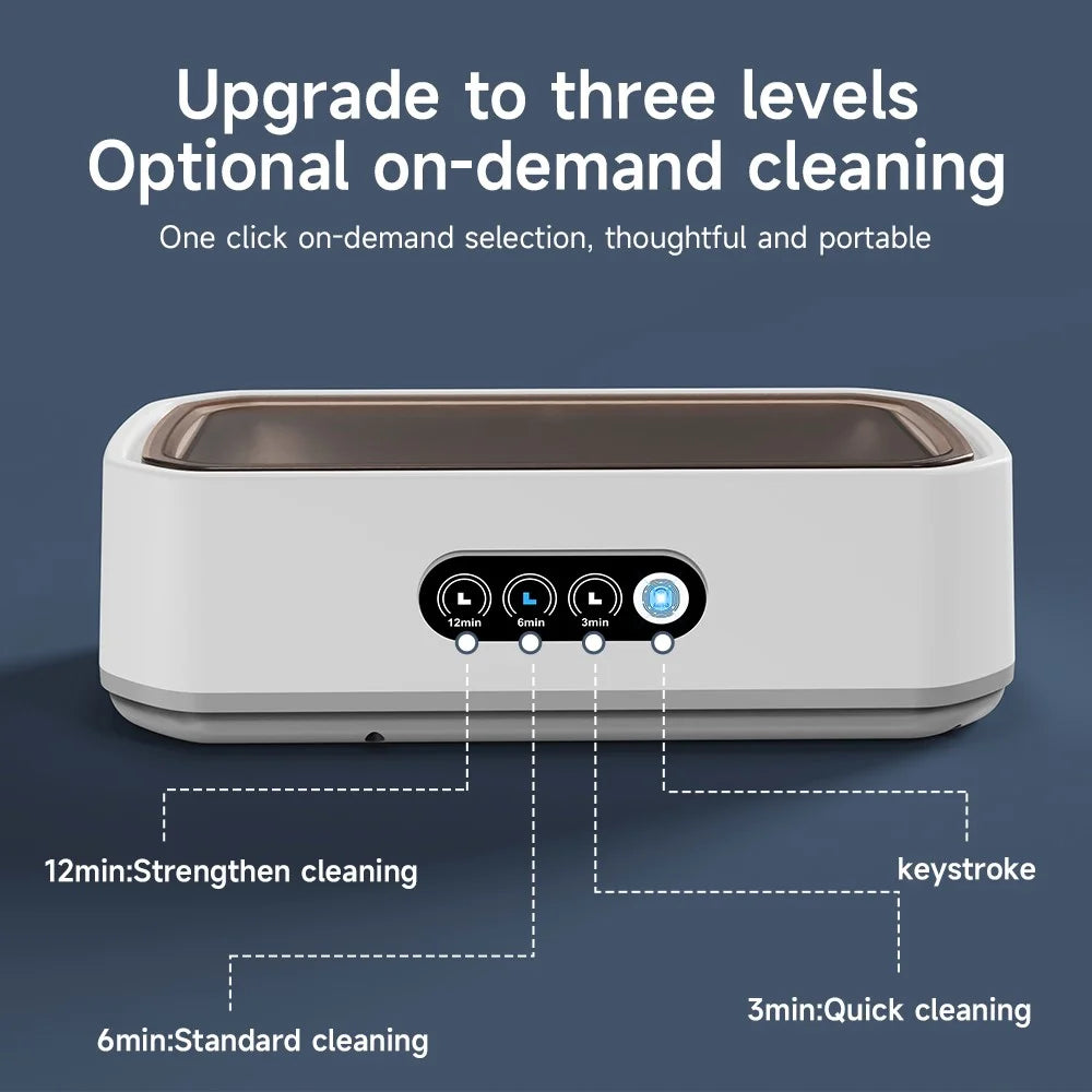 X81 Ultrasonic Cleaner Eyeglass Cleaner with 3-Speed Touch Control 650ML Large Capacity Jewelry Retainer Cleaner, EU Plug - White - 7