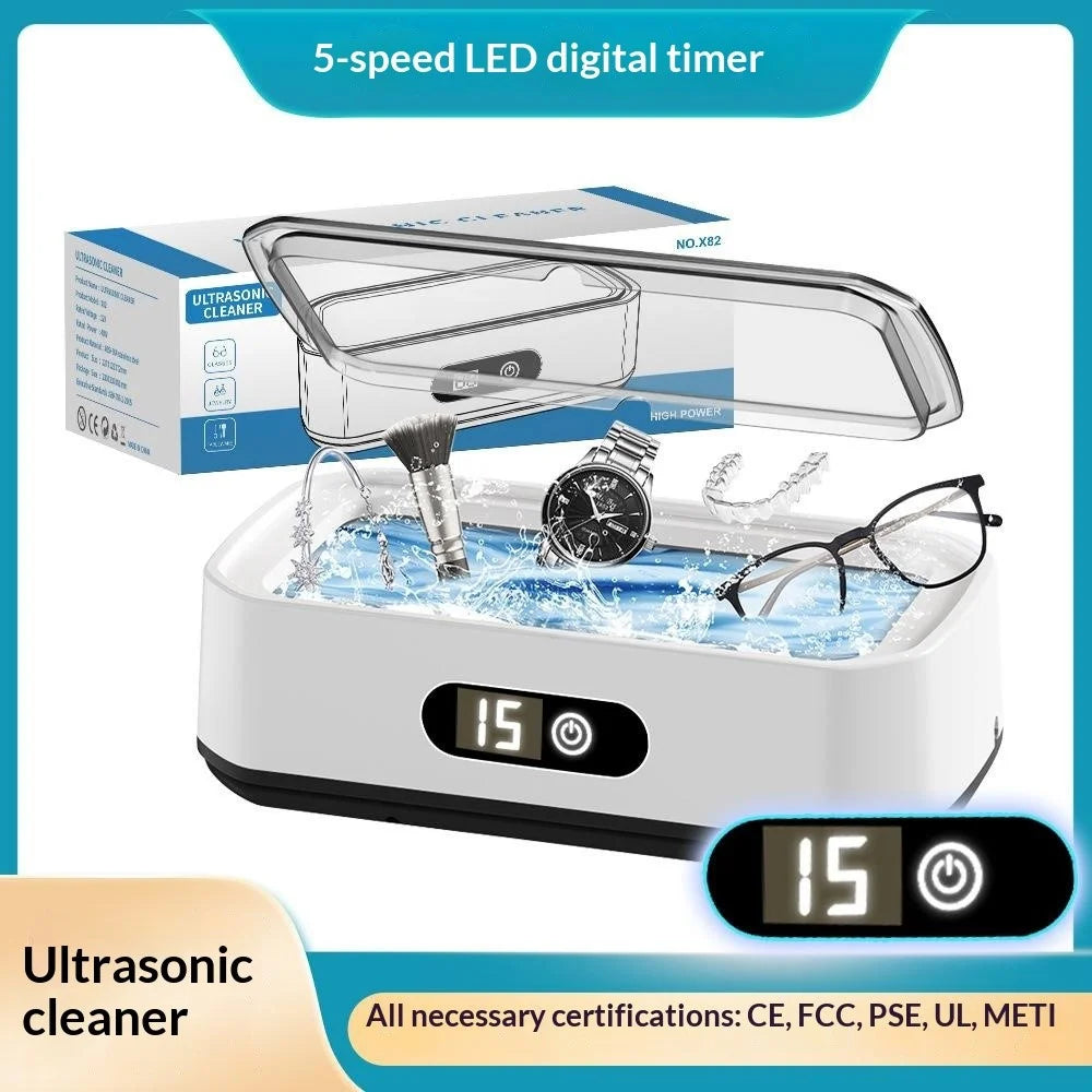 X82 650ml Large Capacity Ultrasonic Cleaner 5-Speed Modes Eyeglass Jewelry Cleaner with LED Digital Display, EU Plug - 4