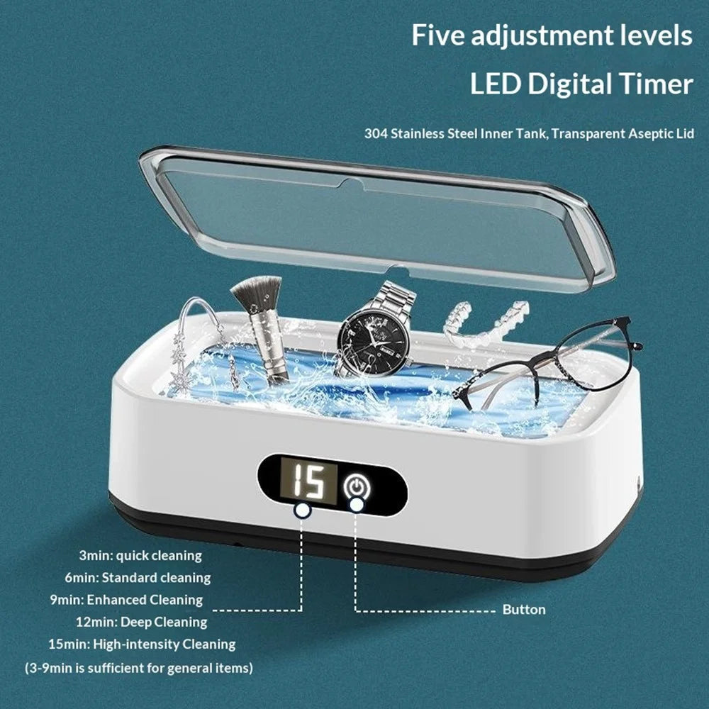 X82 650ml Large Capacity Ultrasonic Cleaner 5-Speed Modes Eyeglass Jewelry Cleaner with LED Digital Display, EU Plug - 5