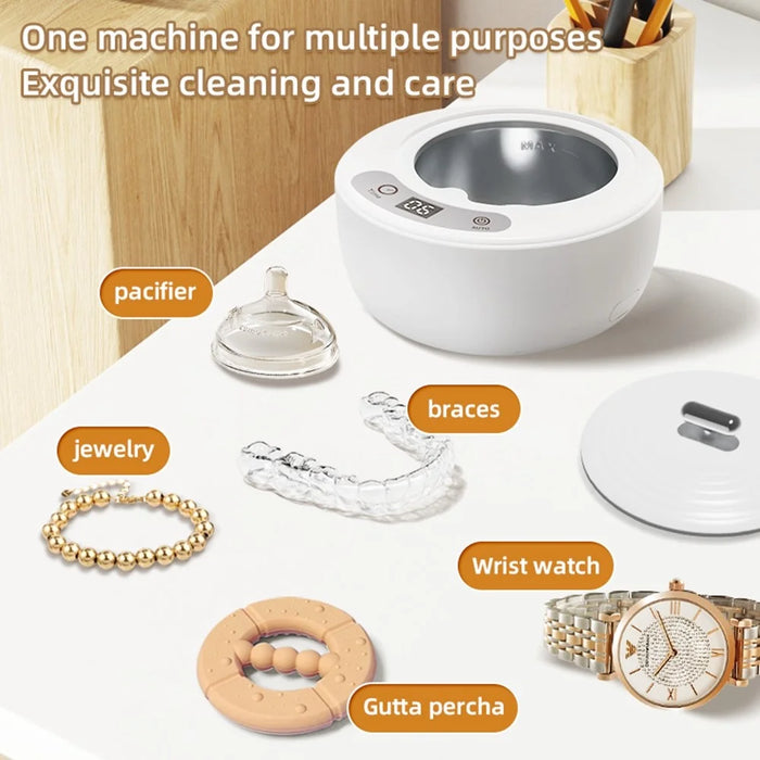 X88 Ultrasonic Cleaner with UV Sterilization 5-Speed Touch Control Eyeglass Cleaner Retainer Cleaning Machine, EU Plug - 6
