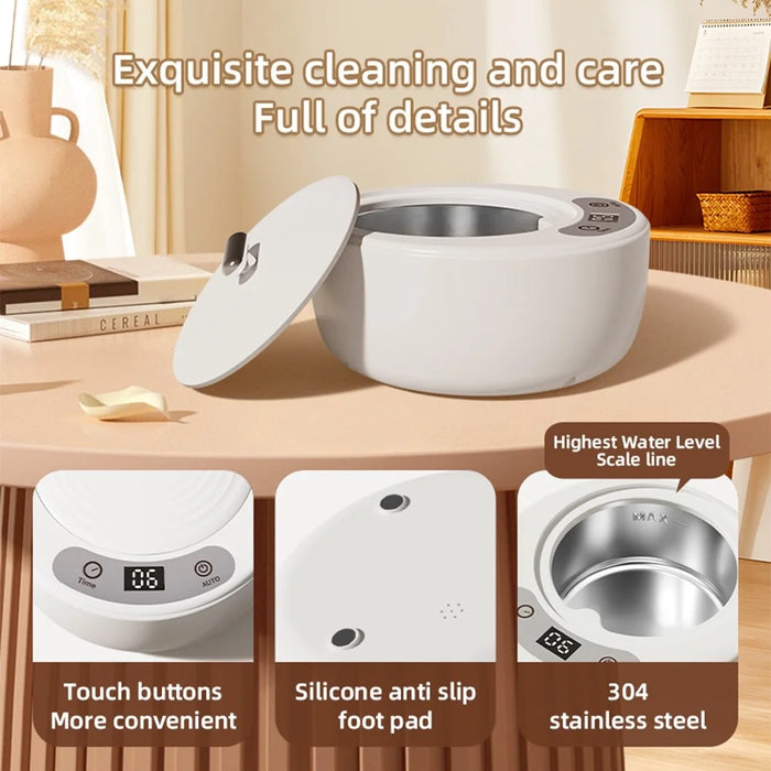 X88 Ultrasonic Cleaner with UV Sterilization 5-Speed Touch Control Eyeglass Cleaner Retainer Cleaning Machine, EU Plug - 7