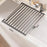 32 x 34.5cm Over Sink Dish Drying Rack Foldable Drainer Shelf Space Aluminum Roll Up Mat Kitchen Organizer - Grey - 1