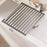 35 x 34.5cm Over Sink Dish Drying Rack Foldable Drainer Shelf Space Aluminum Roll Up Mat Kitchen Organizer - Grey - 1