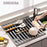 35 x 34.5cm Over Sink Dish Drying Rack Foldable Drainer Shelf Space Aluminum Roll Up Mat Kitchen Organizer - Grey - 3