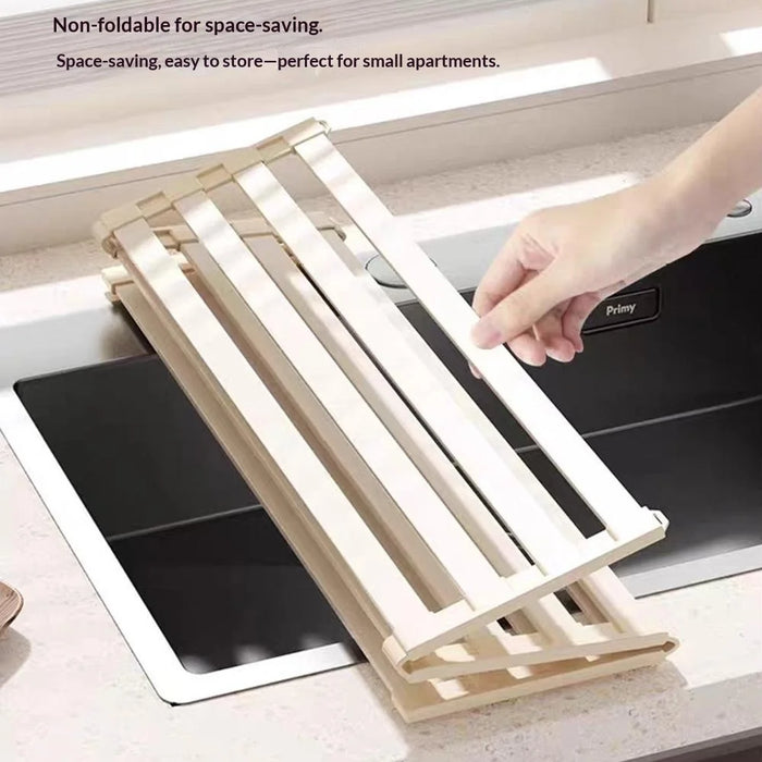 35 x 34.5cm Over Sink Dish Drying Rack Foldable Drainer Shelf Space Aluminum Roll Up Mat Kitchen Organizer - Grey - 7