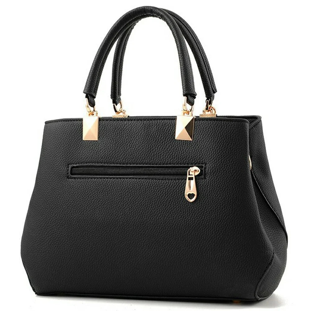 Crossbody Handbag with Bow Ornament, Tote Shoulder Bag Versatile Large Capacity Purse for Women - Black - 3