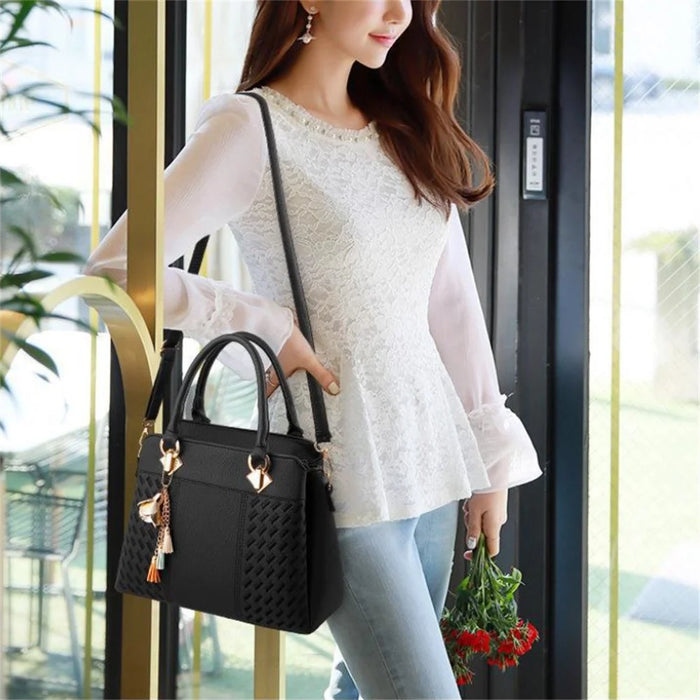 Crossbody Bag Large Capacity Shoulder Handbag Tote for Women Simple Style Versatile Design - Black - 2