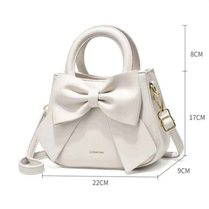 Handbag Tote with Bow Decoration, Portable Shoulder Crossbody Bag for Women - Black - 7