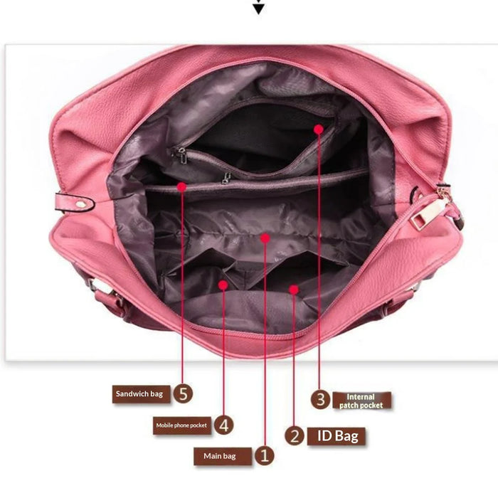 Handbag Tote for Women Shoulder Bag Large Capacity Crossbody Purse Simple Design - Pink - 2