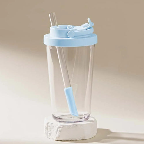 710ml Tritan Straw Tumbler For Boba Tea  /  Smoothies  /  Beer Wide Mouth Telescopic Straw (BPA Free, FDA Certified) - Baby Blue - 1