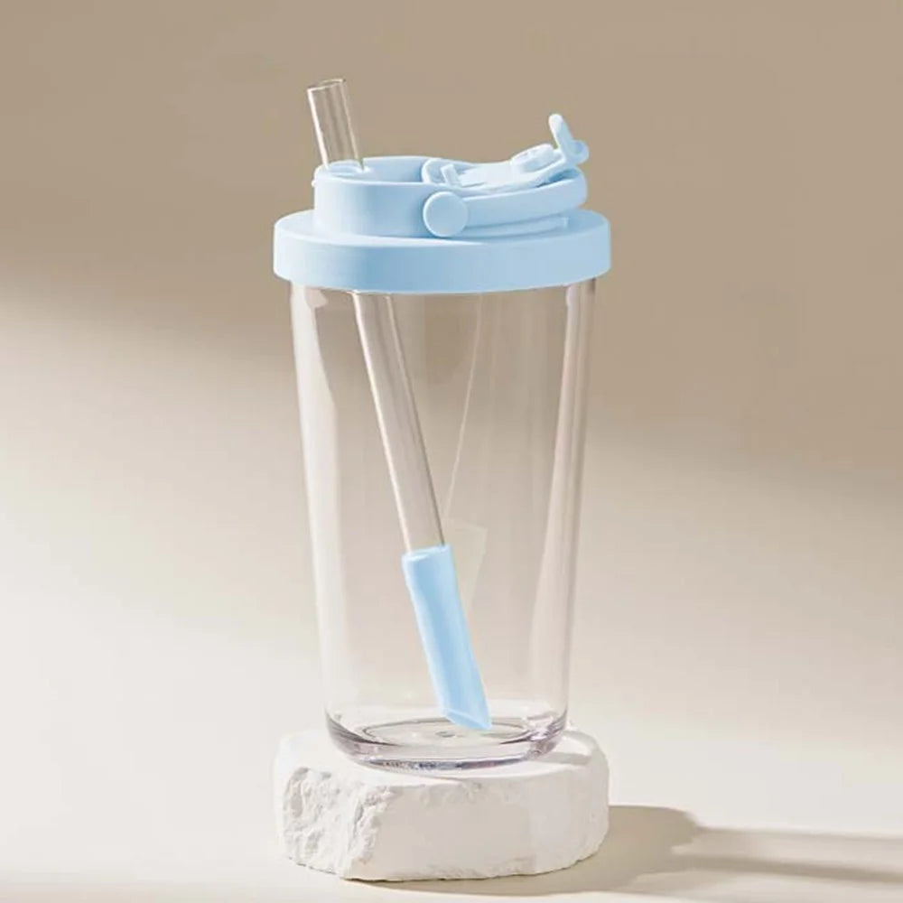 710ml Tritan Straw Tumbler For Boba Tea  /  Smoothies  /  Beer Wide Mouth Telescopic Straw (BPA Free, FDA Certified) - Baby Blue - 1