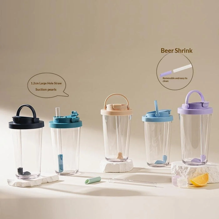 710ml Tritan Straw Tumbler For Boba Tea  /  Smoothies  /  Beer Wide Mouth Telescopic Straw (BPA Free, FDA Certified) - Baby Blue - 3